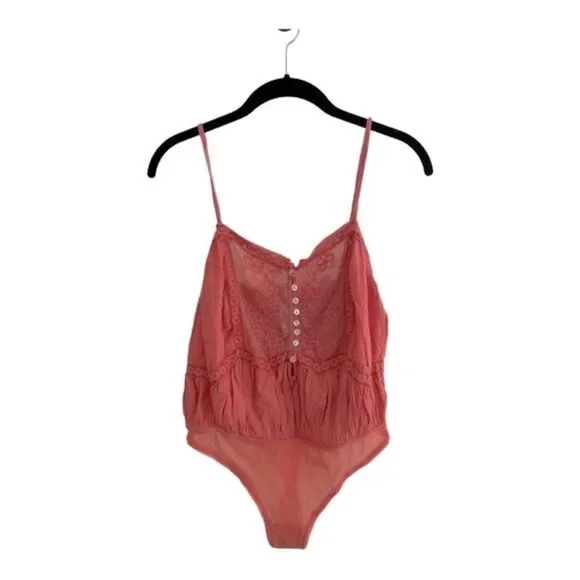 NWOT Free People Still The One Bodysuit in Coral S - Picture 2 of 10